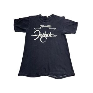 Vintage 70s Foghat T-Shirt Black Rock Band Tee Tagged Sz L Faded Grunge